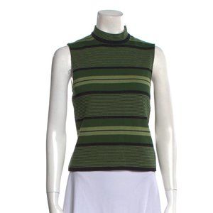 ST. JOHN Striped Turtleneck Crop Top Size: Petite
